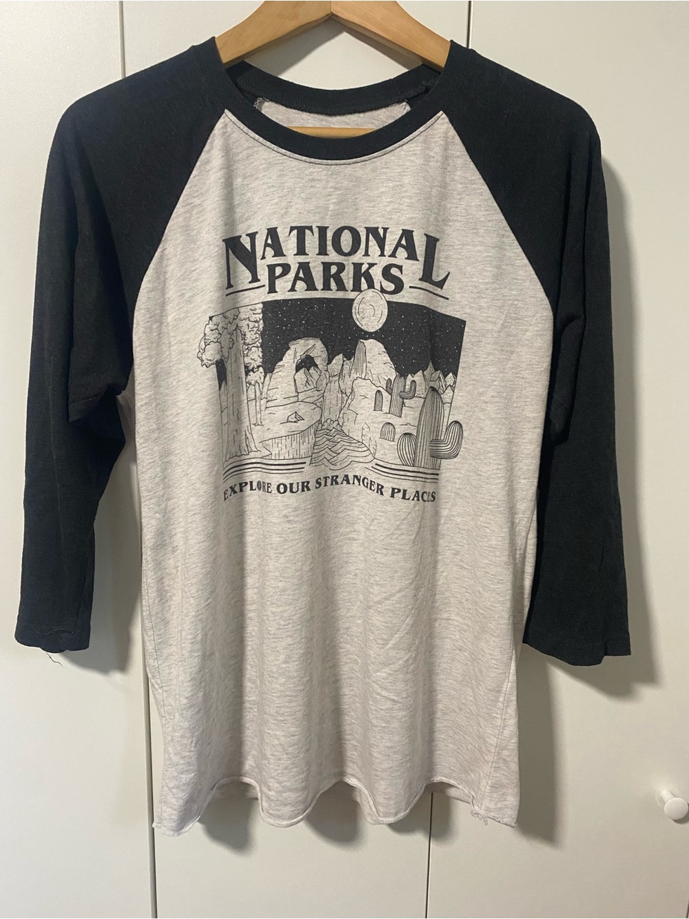 Parks Project Raglan Tee - Black & Heather White Size M